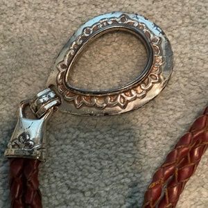 LAST CALL FOR THIS GOING TO SALVATION ARMY Brown Braided Tie Belt with Silver